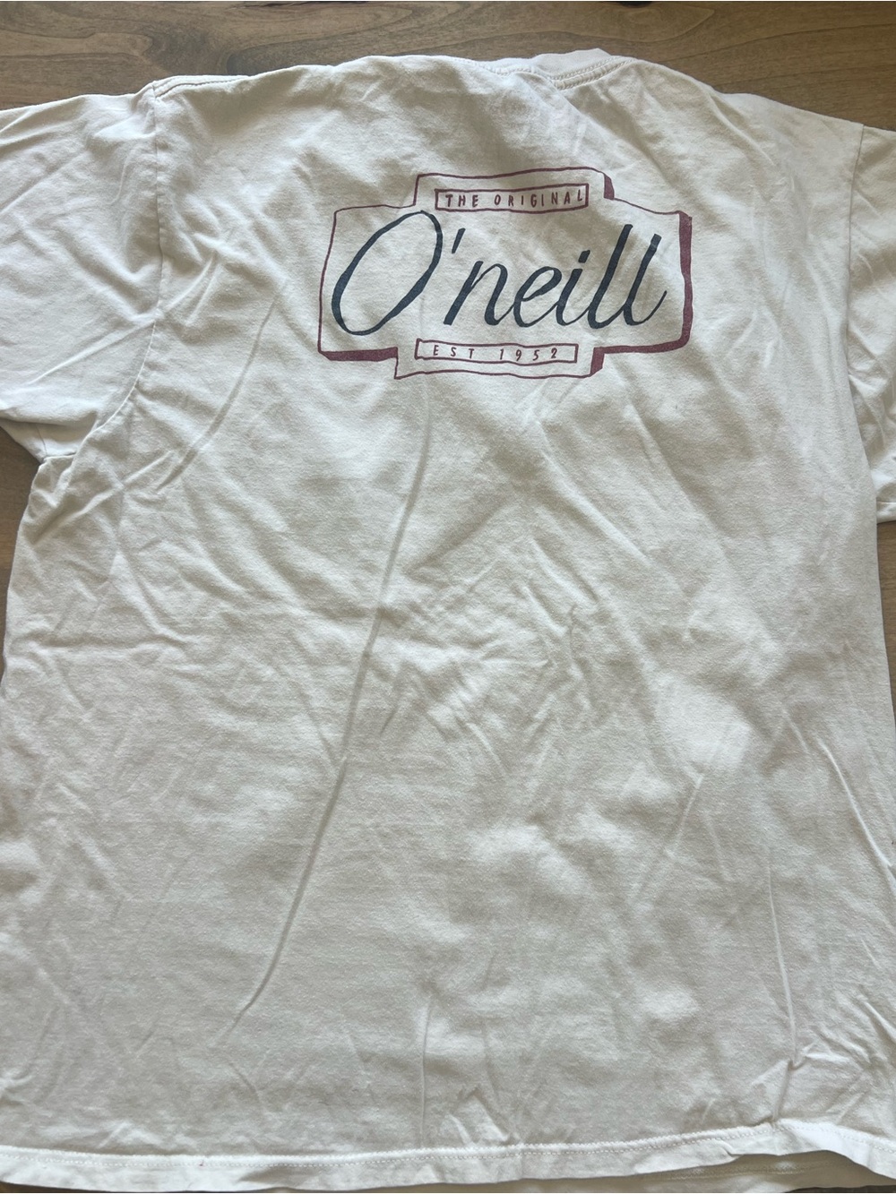 O'Neill White Tee with Maroon Accent Logo
